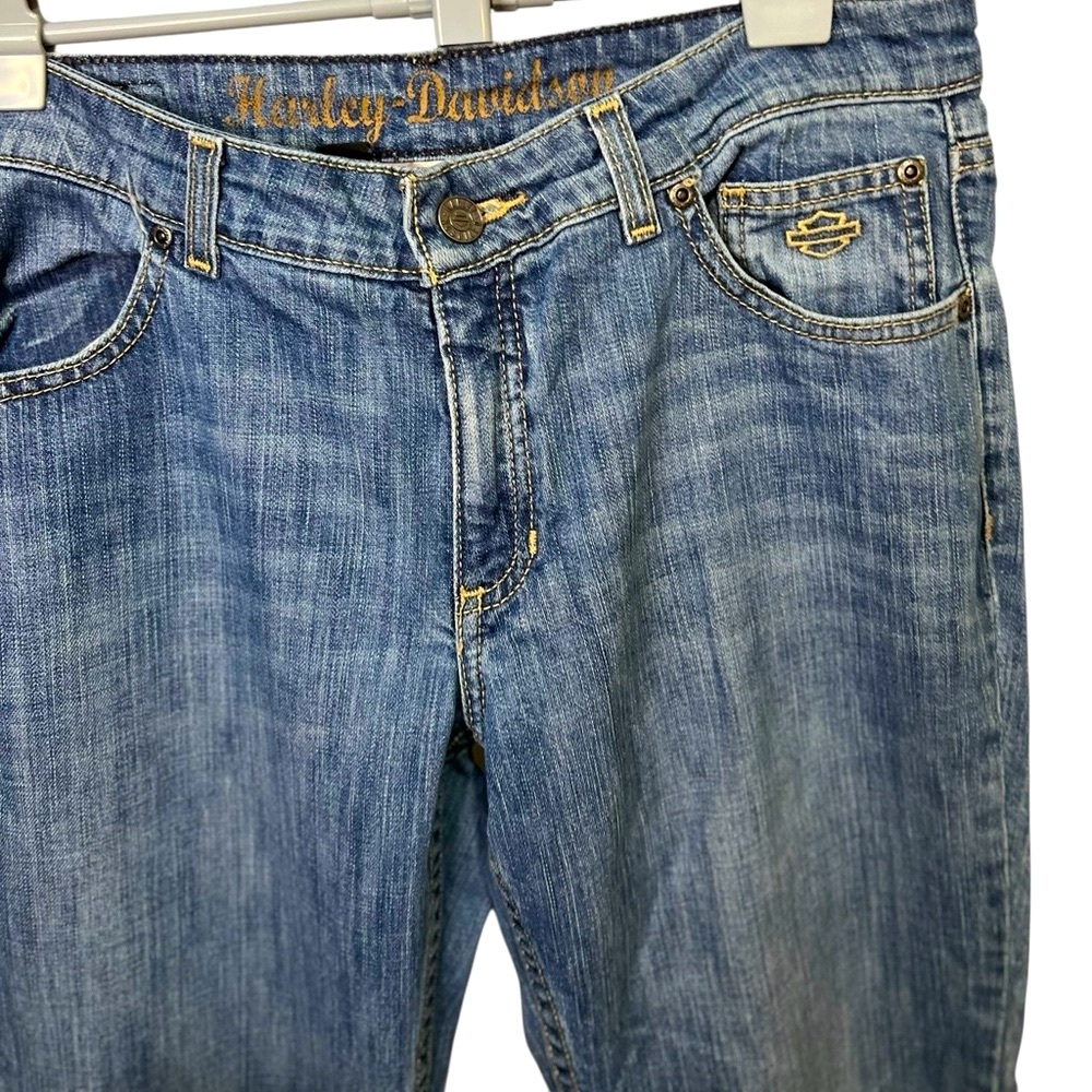 Harley-Davidson Woman’s Bootcut Denim Jeans Sz 34” - Picture 5 of 10